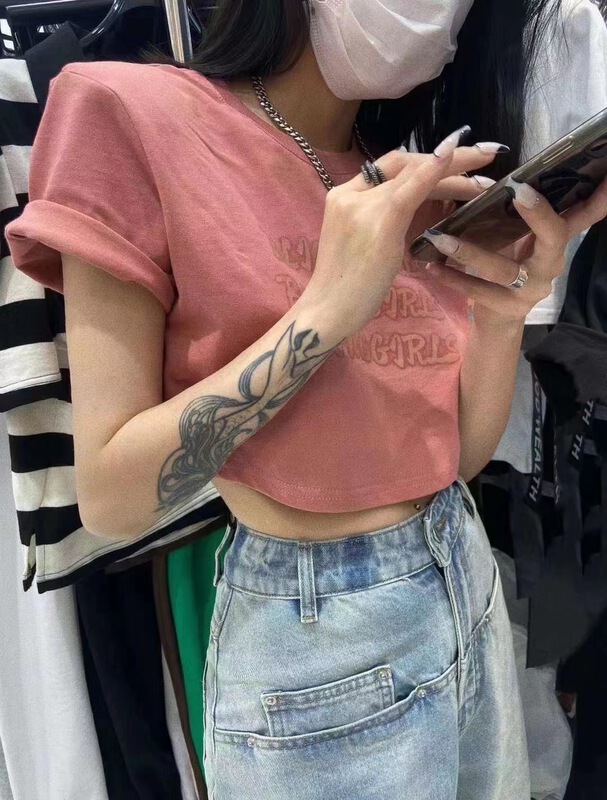 [Yan Zhen] round neck letter printed short sleeve T-shirt 98873# PCZ