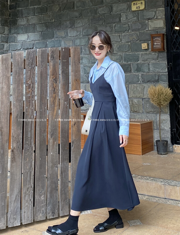goods in stock! New year in early spring! [f.three] Korean versatile suspender dress (suspender skirt only) 95052# XJ