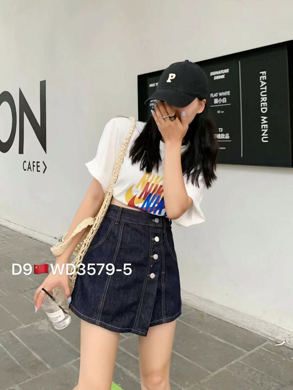 [x2 square] high waist single breasted comfortable denim shorts 3579-5# ll