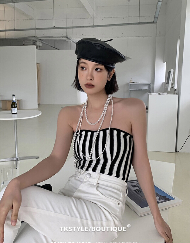 goods in stock! New year in early spring! [savage] foreign style inside take care machine vertical stripe vest e6006# jhy