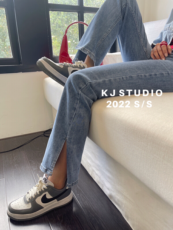 New year in early spring! [kJ] high waist elastic irregular leg design micro flare jeans (only pants) 2807# zxl