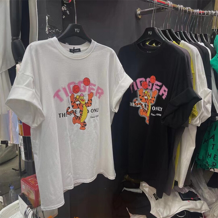 [Yu] Korean cartoon printed Casual Short Sleeve T-shirt 89096# cqw