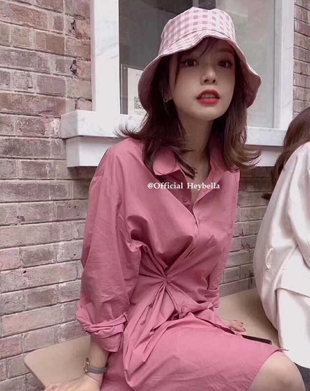 Original price 55.67! New year in early spring! [hey Bella] Korean version simple, loose and medium length side button up shirt b1036# ll