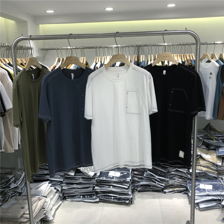 New year in early spring! [Yeji] fashion contrast stitching versatile short sleeve T-shirt e80020# ZZL