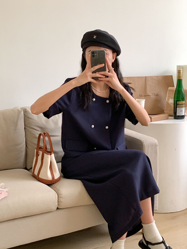 New in early summer! [Tn] double breasted round neck fashion jacket c2398# cqw