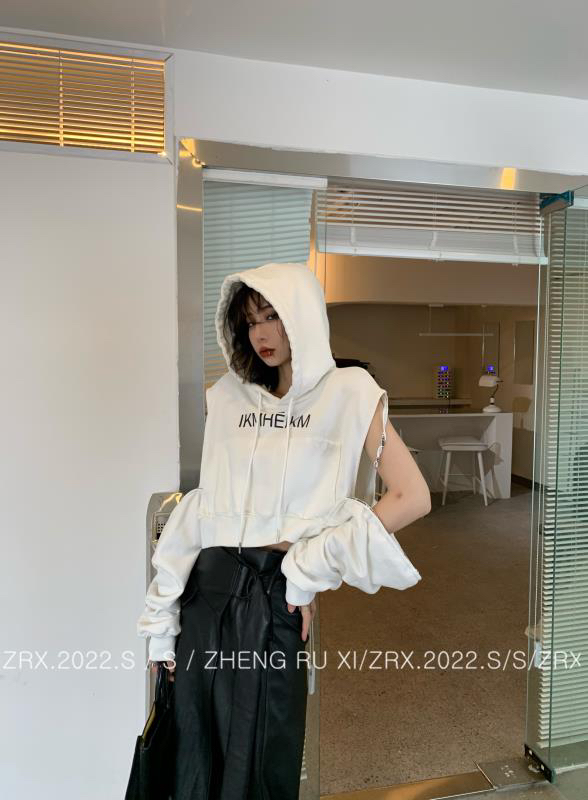 New year in early spring! [zhengruxi] missing shoulder letter hooded sweater 11421# WTT