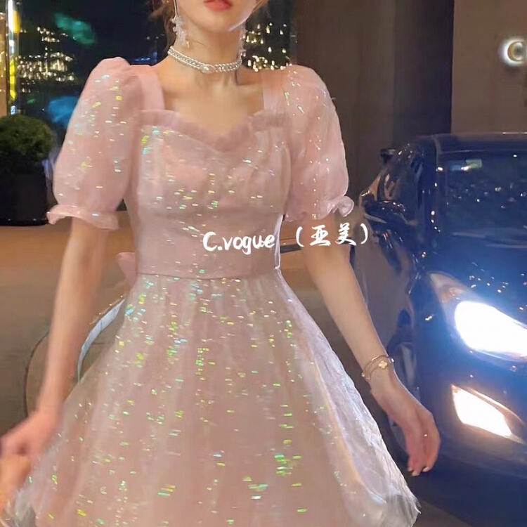 [c.vogue] French gentle bow tie lace up fairy dress 8830# PCZ