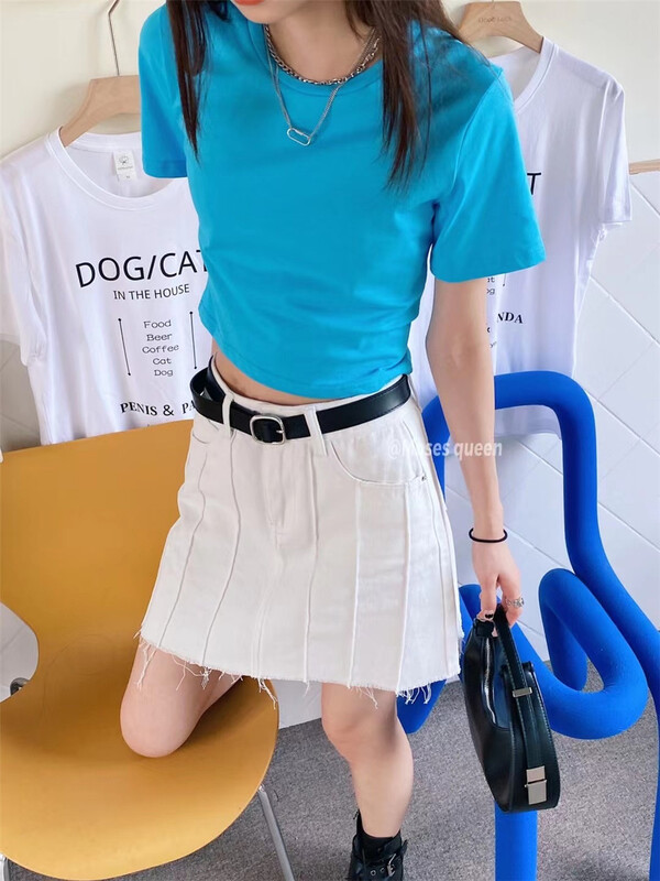 [Moses queen] Korean simple A-line denim skirt 56055# XYY