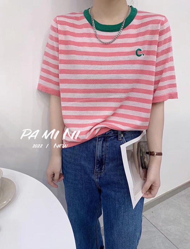 New in early summer! [pamini] striped spell C fashion sweater 22100# HJC