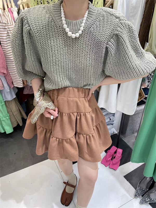 goods in stock! New in early summer! [miss coffee] Korean bubble sleeve sweater 9050# XYJ