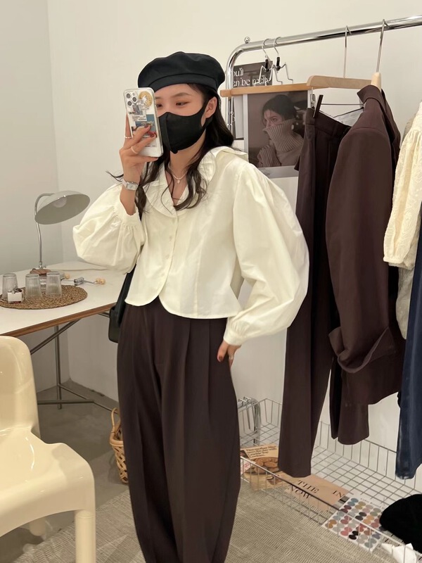 goods in stock! New in early summer! [sanbara] Korean version of foreign style niche versatile shirt (without necklace) 9238# LSW