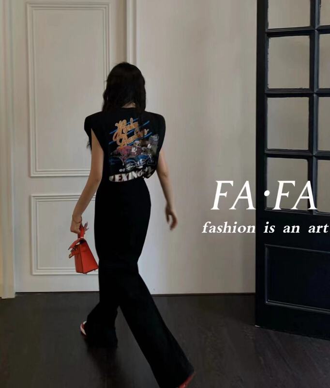 [Fafa] letter printed tank top / sling 18015# zxl