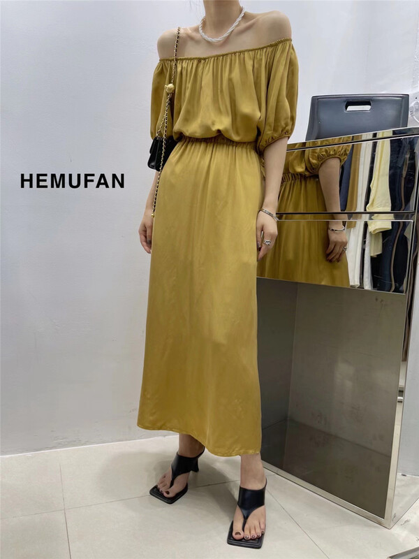 [hemufan khmufan] pleated high waist lady skirt 3692# L