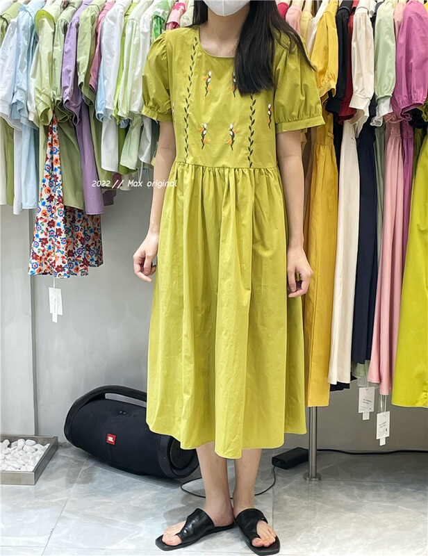 [Max original] Korean round neck embroidered dress 98153# HBx