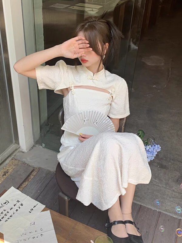 [L.L studio] temperament cheongsam style small shirt + slim dress suit 7689# PCZ