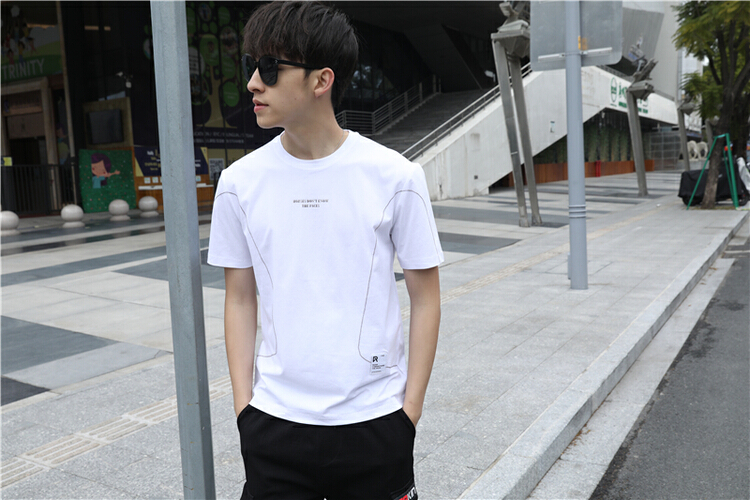 New year in early spring! [aoshilong] round neck contrast small label short sleeve T-shirt ls3511# ZZL