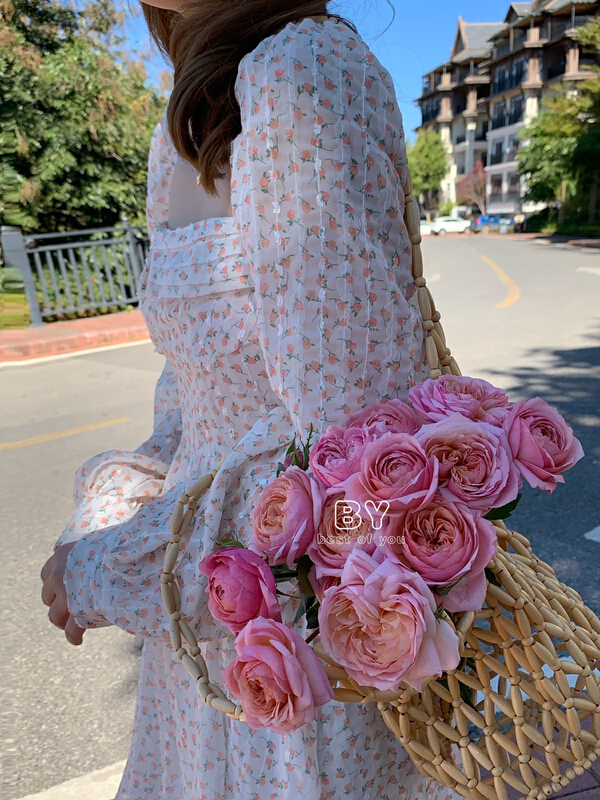 New year in early spring! [best of you] fashionable lady temperament fragmentary flower thin dress 6085\hbx