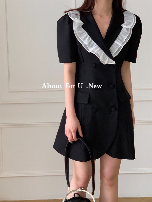 [about for u] stitched double breasted dress 66129# lwy