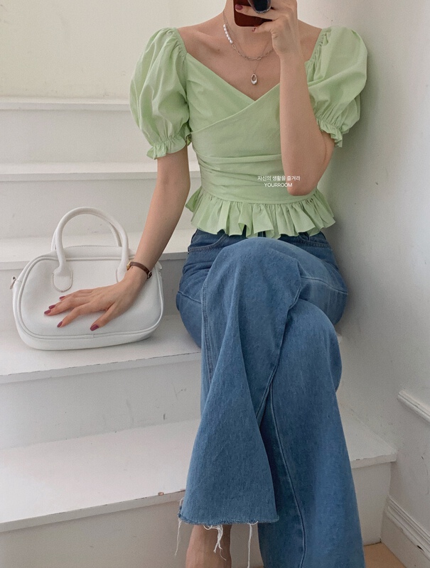 [your room] Korean style bubble sleeve short shirt ys2-663# cqw