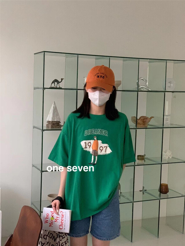 [one seven] versatile basic loose print short sleeve T-shirt 5032# XYY