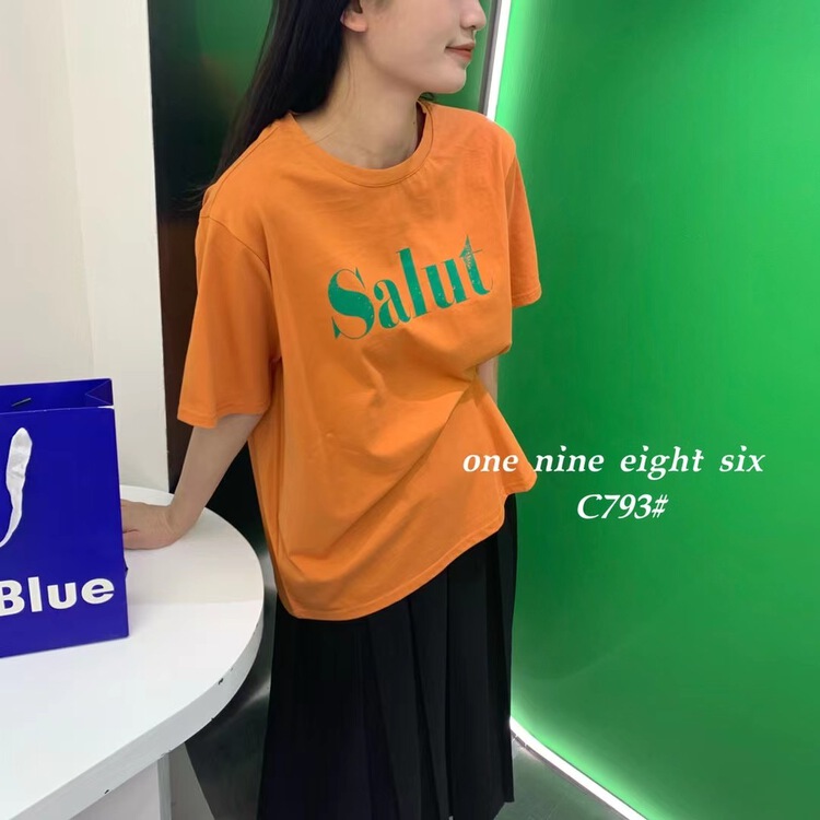 [1986] Korean round neck letter loose short sleeve T-shirt ys1-793# XYY