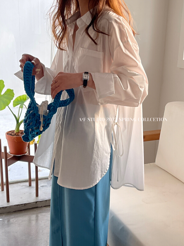 [AF] Korean loose side strap design shirt 90105# L