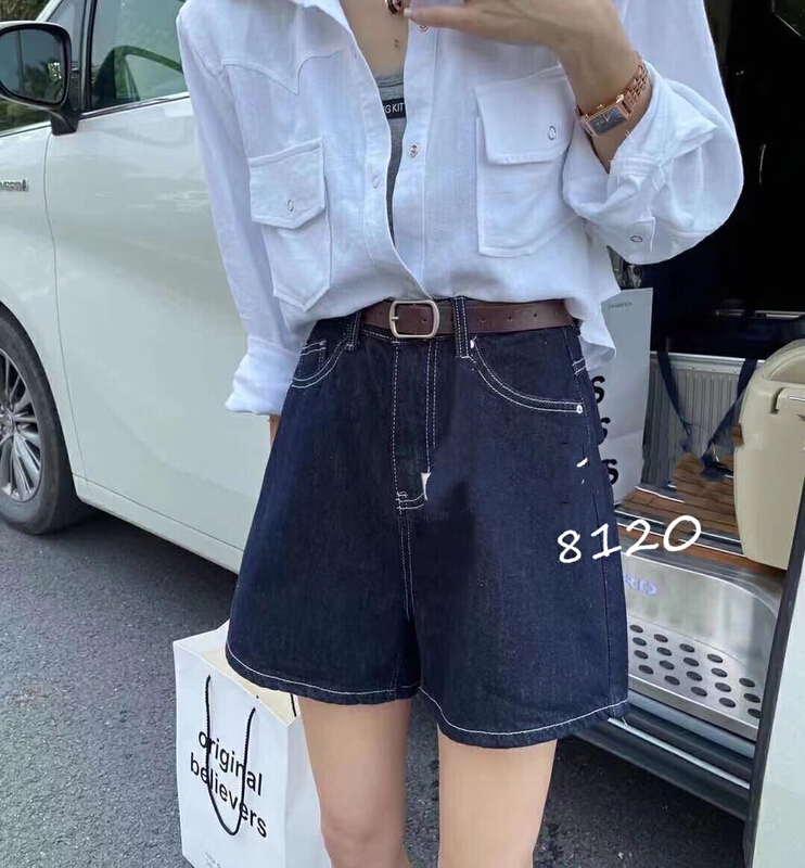New in early summer! [thousand degrees] comfortable and versatile simple denim shorts (without belt) 8120-1# LSW
