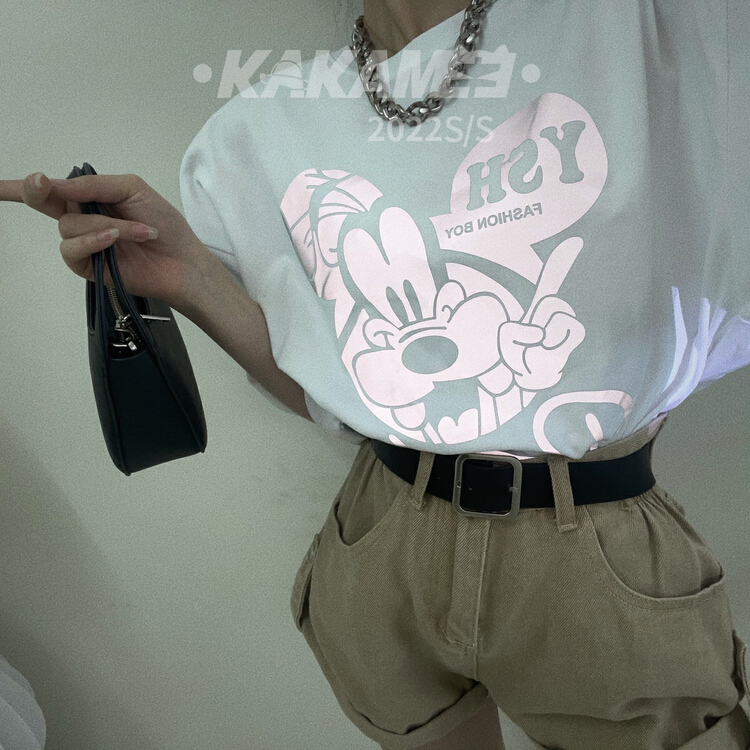 New in early summer! [kakamee] fashion reflective loose short sleeve T-shirt s337# LSL