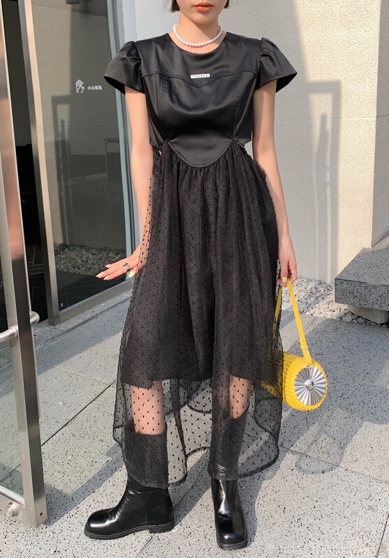 [Penny vogue] mesh stitched lady dress 65789# LSL