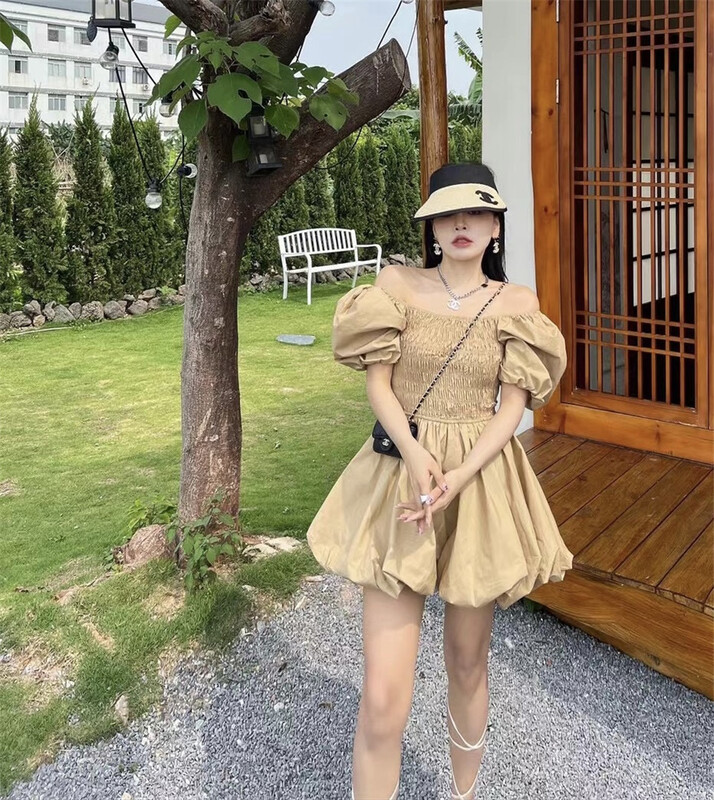 [ala] little woman's slim square neck dress ys1-2655# JJ