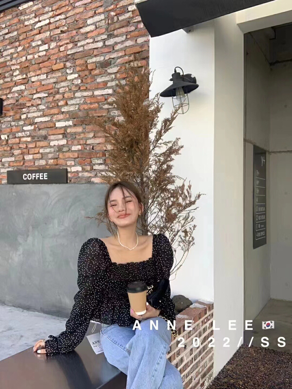 [MI] New Korean wave Dot Chiffon shirt 8921# PCZ