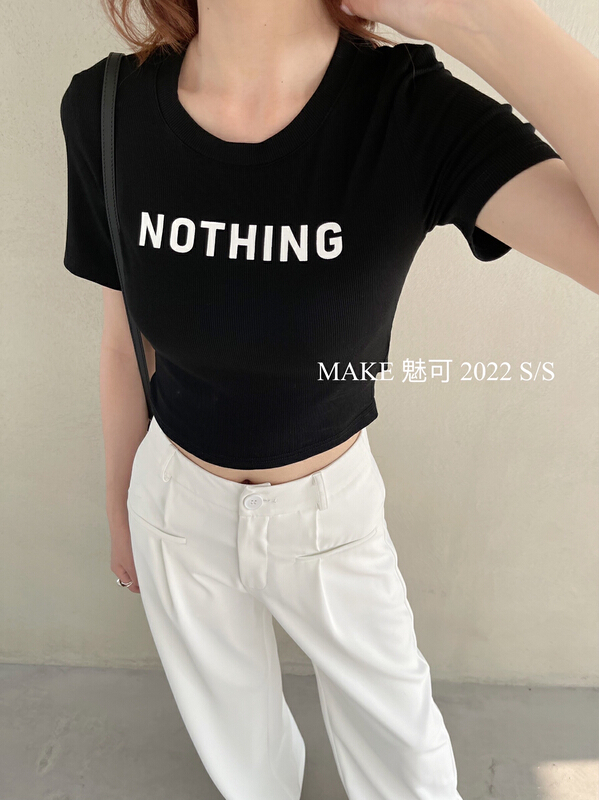New in early summer! [make Meike] Spice Girl front and back printed letters short sleeve T-shirt 50023# XJ