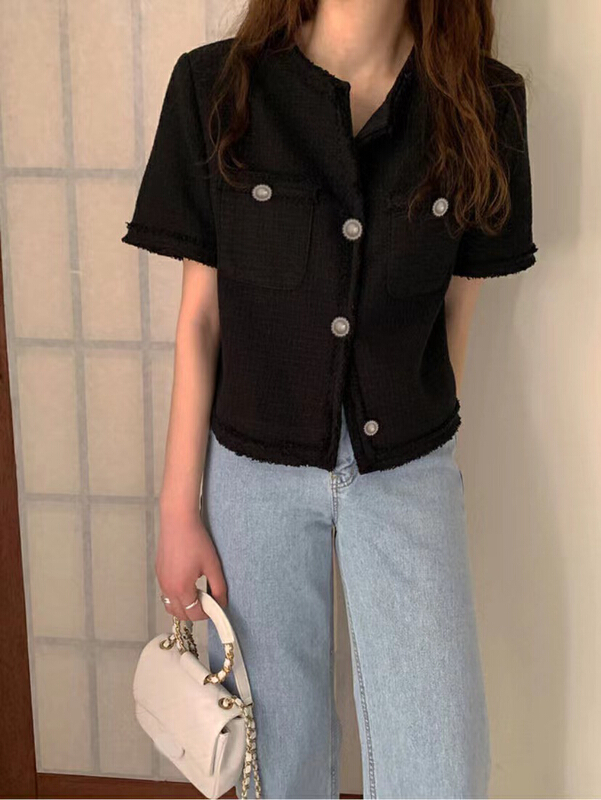 [finoa] small fragrance temperament short sleeve short coat 10262# CLS