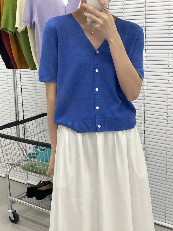 【NEW POST】韓系純色短袖針織開衫(含33%羊毛)  NP-M815#  CQW