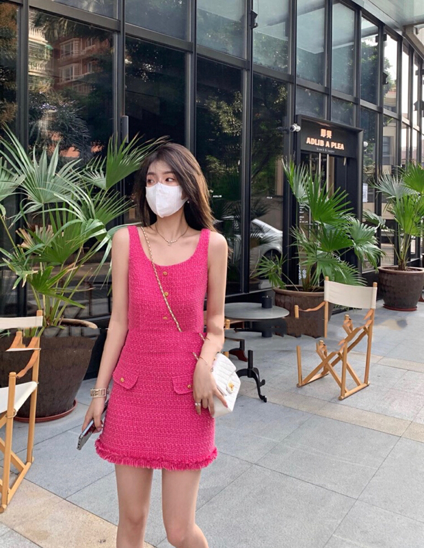 [x · h studio] Xiaoxiang fashion sleeveless top + slim Hip Wrap Skirt Set m520# ozq