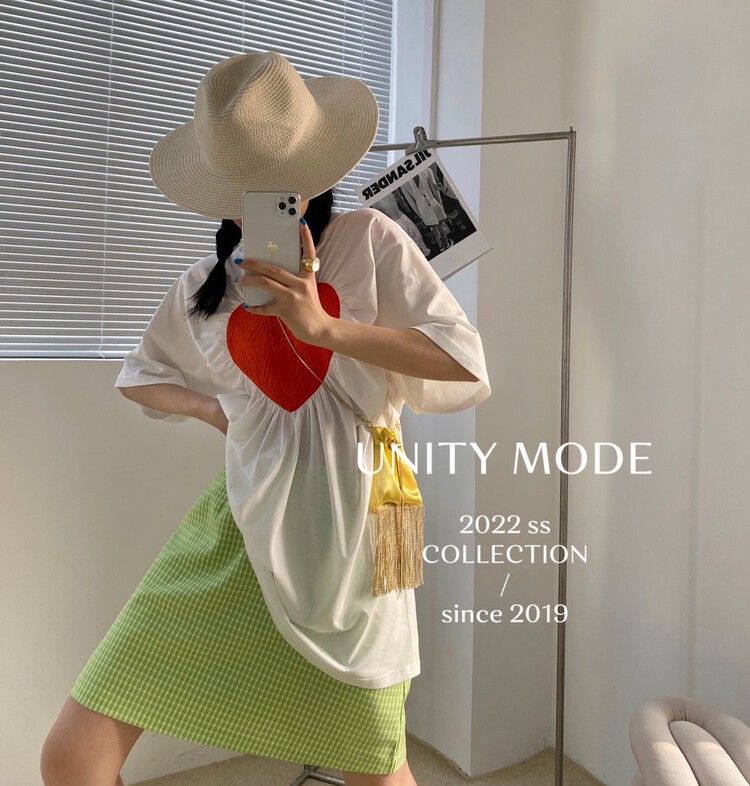 In early summer! [unit] design wrinkle love loose short sleeve T-shirt 8632-1\cqw