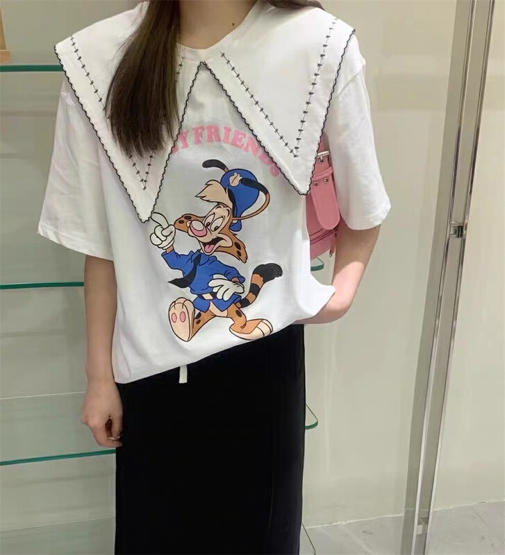 New in early summer! [Naikan Nik] fashion large lapel cartoon short sleeve T-shirt 9305# lwy