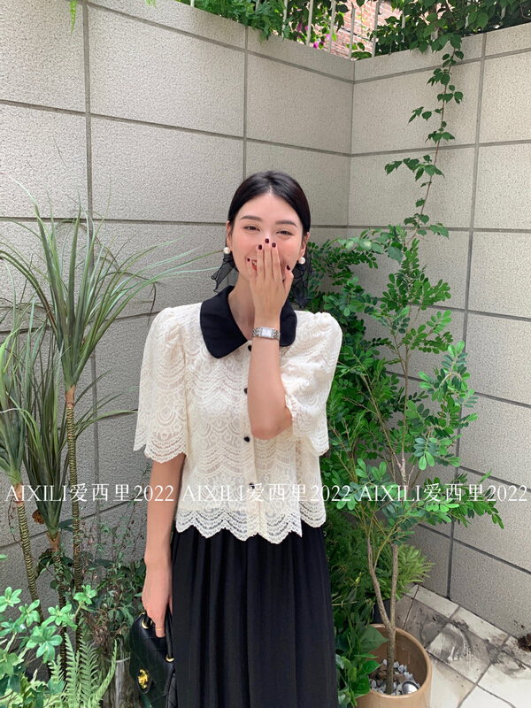 [aixili aisili] shirt collar lace button up blouse 6618# WPL