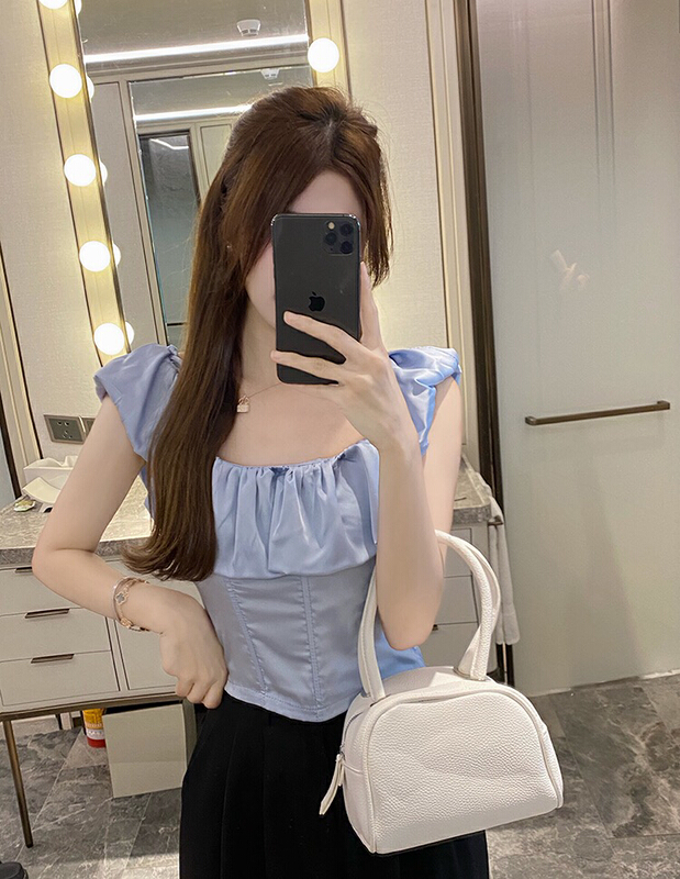 [Doudou family] French silk temperament one line collar shirt 88255# CLS
