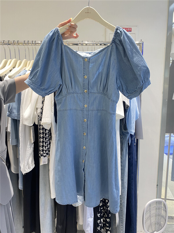[naimier] square neck gentle and slim dress 7231# LSW