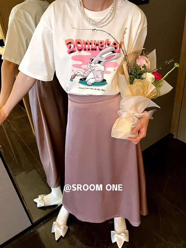 New in early summer! [s.room] versatile rabbit print crew neck short sleeve T-shirt 9289# LSL