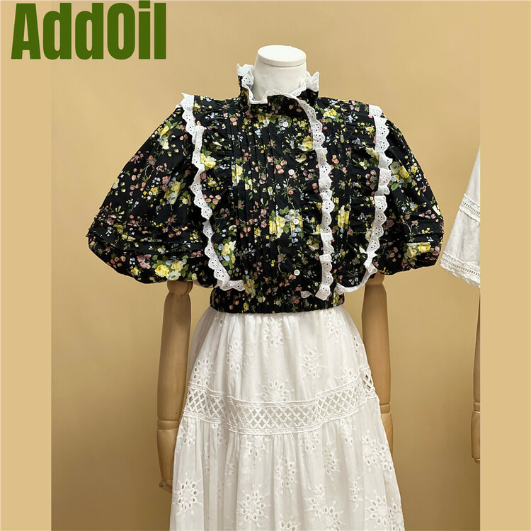 [addoil] bubble sleeve floral temperament small shirt 3102# zxl