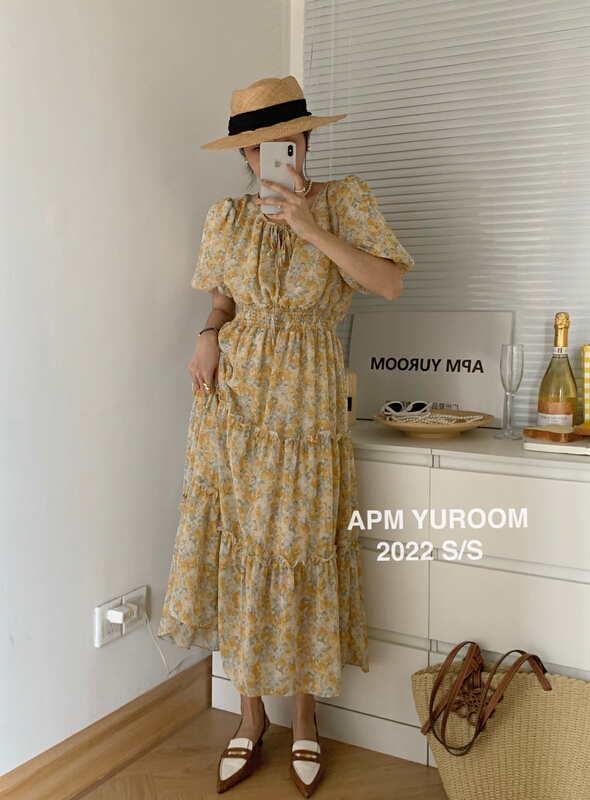 New in early summer! [APM yuroom] sweet temperament broken flower waist dress 22178# LSL