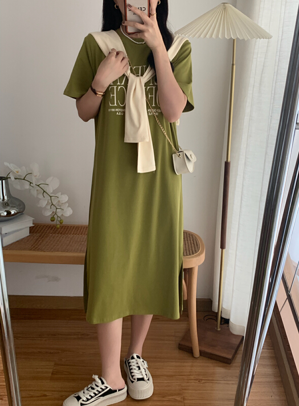 [victory. 2] Korean letter medium length dress (with shawl) a115# WPL