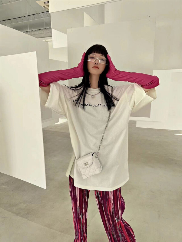 [d.two D2] Korean versatile simple small letter short sleeve T-shirt 2121079# CSX