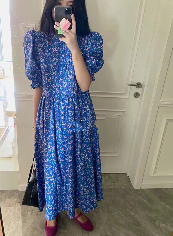 [RS] wrinkled floral thin dress rs1660# XYY