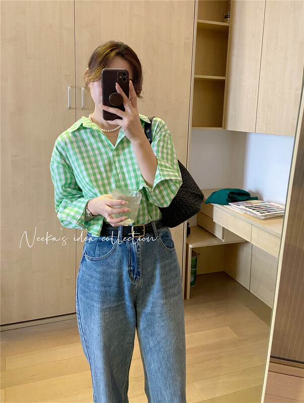 [magic Qiqi] Plaid fashion Korean shirt 1379# ll