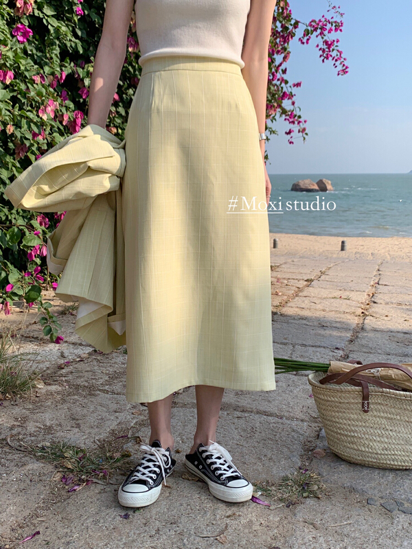 goods in stock! New year in early spring! [Moxi] Korean commuter slim checked skirt 58115# XJ