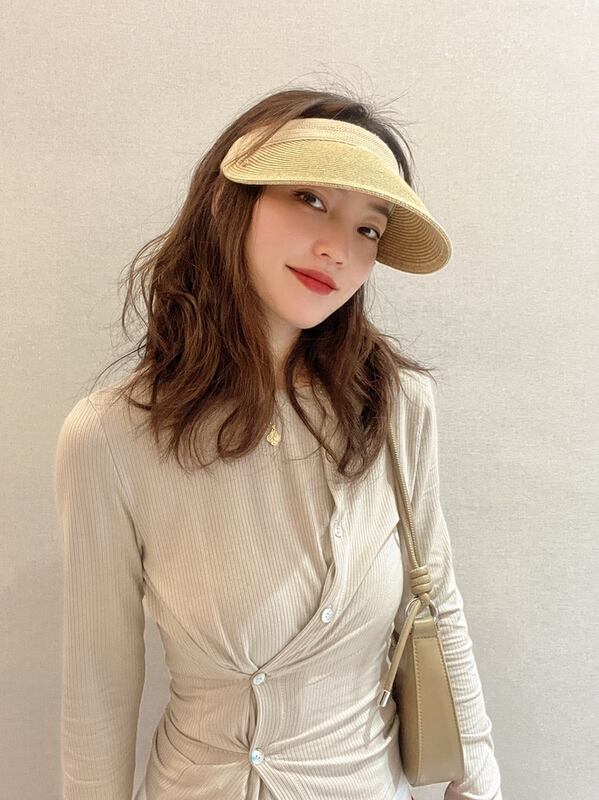 [aestheticism hat industry] versatile woven empty top sunshade hat 3094# LSL