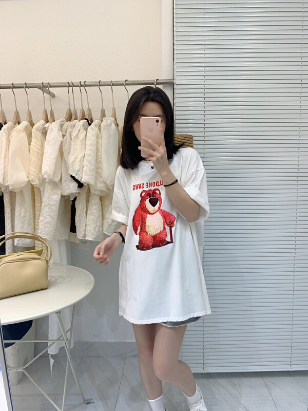 [Xiaoxiaojia] cartoon printed loose short sleeve T-shirt 80589# WTT